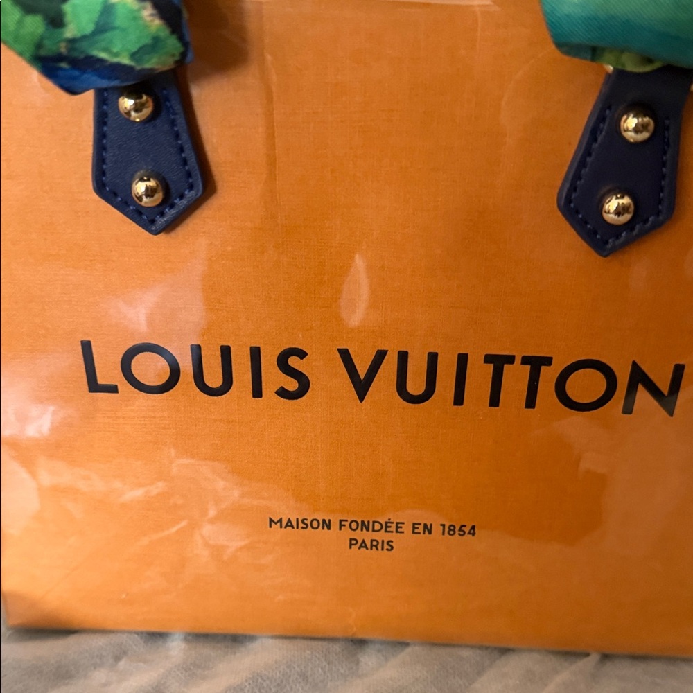 Louis Vuitton Vibrant Orange Tote with Blue Accents - Picture 2 of 10
